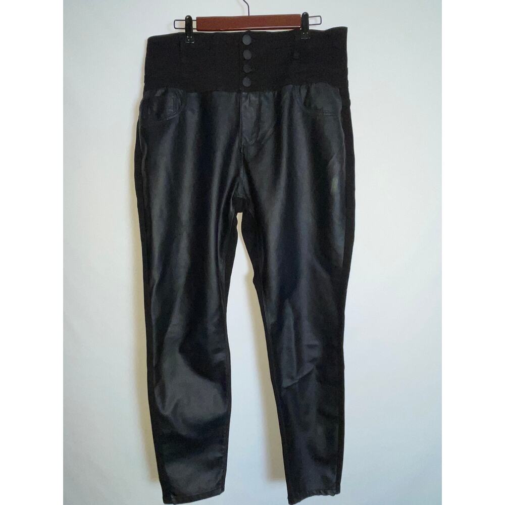 City Chic Women's Jeans w/ Vegan Leather Front - Size 18S - Skylar Corset Skinny